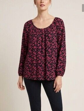 MK Pink and Blue Relaxed Blouse with Long Sleeves